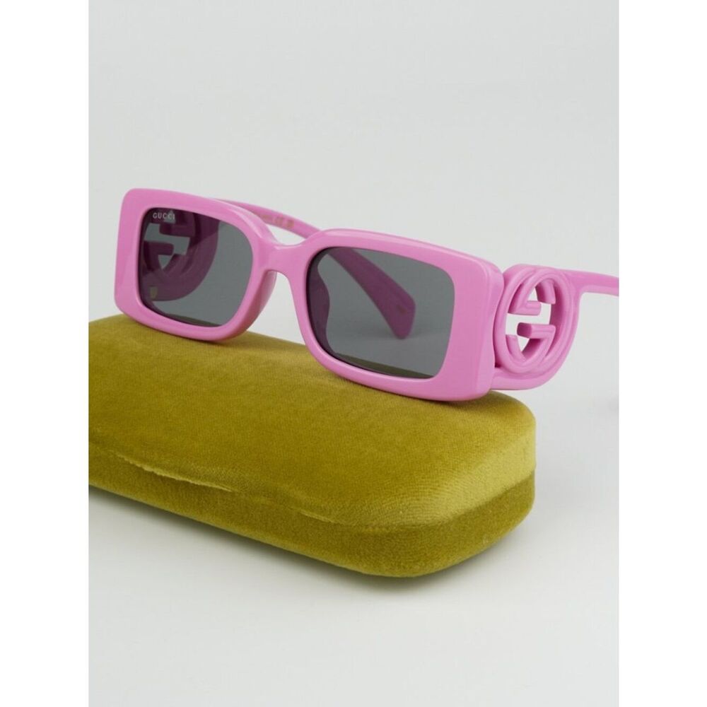 NEW Gucci GG1325S 006 Pink Grey Rectangle Unisex Sunglasses GG 1325S